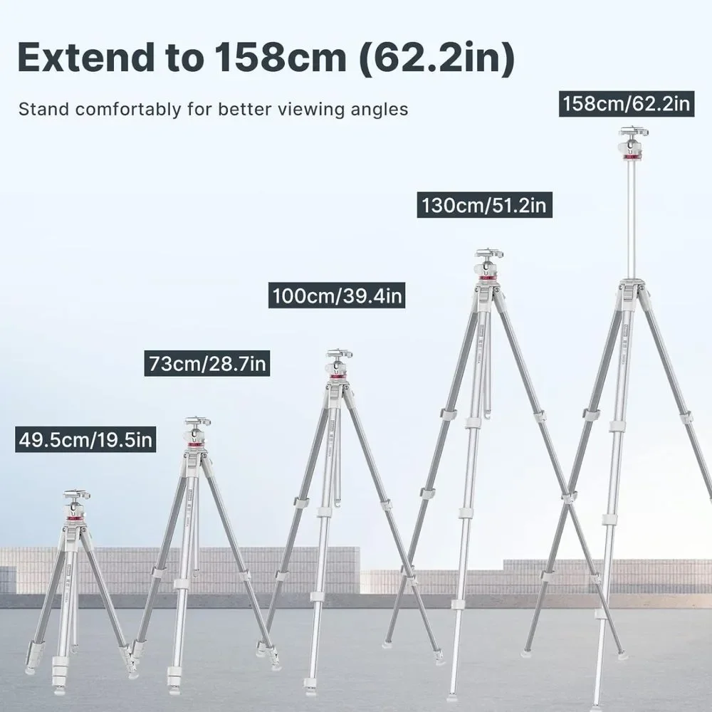 ULANZI MT-55 Camera Travel Tripod White, for DSLR Camera Video Shooting